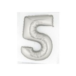 40" Foil Megaloon Number 5 - Silver