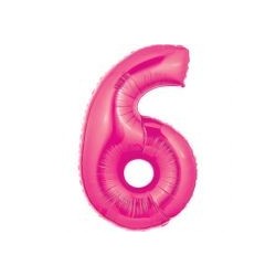 40" Foil Megaloon Number 6 - Pink