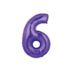 40" Foil Megaloon Number 6- Purple