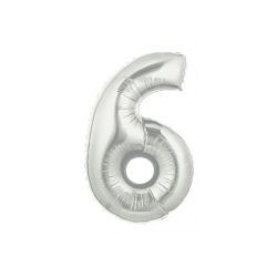 40" Foil Megaloon Number 6- Silver