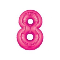 40" Foil Megaloon Number 8 - Pink