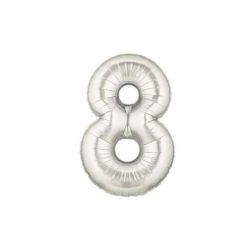 40" Foil Megaloon Number 8 - Silver