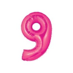 40" Foil Megaloon Number 9 - Pink