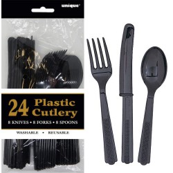 Assorted Cutlery 24pce - Black