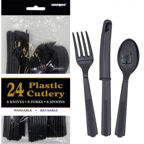 Assorted Cutlery 24pce - Black