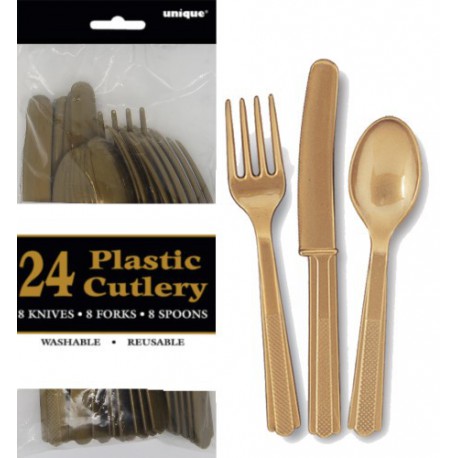 Assorted Cutlery 24pce - Gold