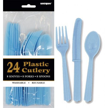 Assorted Cutlery 24pce - Light Blue