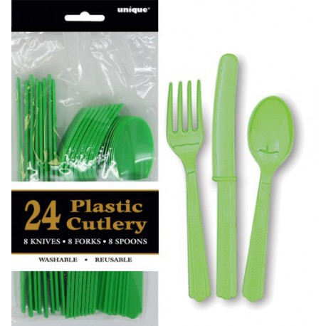 Assorted Cutlery 24pce - Lime Green