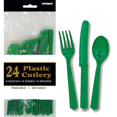 Assorted Cutlery 24pce - Emerald Green