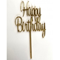 "Happy Birthday" Cake Topper- Gold