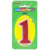 Pink Glitter Numeral Candle - 1