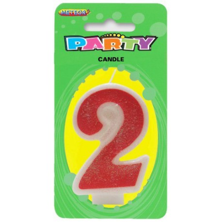 Pink Glitter Numeral Candle - 2