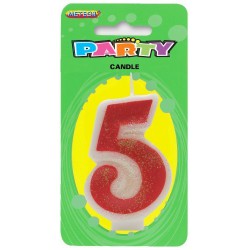  Glitter Numeral Candle - 5