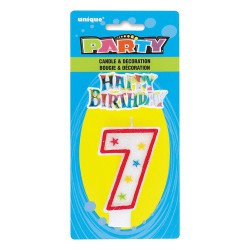 Number Candle with Happy Birthday  Cake Topper- 7