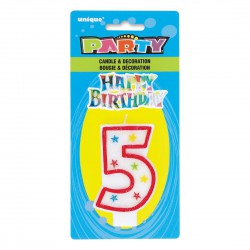 Number Candle with Happy Birthday  Cake Topper- 5