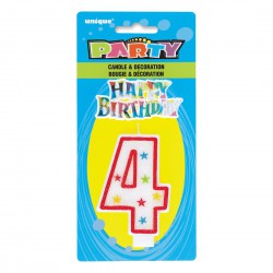Number Candle with Happy Birthday  Cake Topper- 4