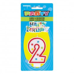 Number Candle with Happy Birthday  Cake Topper- 2