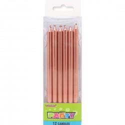 12 Tall Candles- Rose Gold