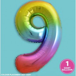 Rainbow Foil  Number 9 Balloon