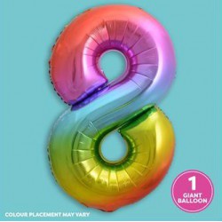 Rainbow Foil Number 8 Balloon 