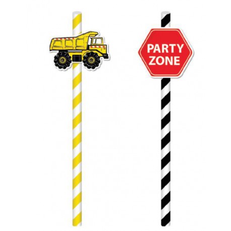 Construction Party Straws