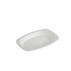 Small White Oval Plastic Plates 160mm x 230mm- 50 pack