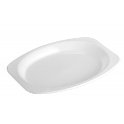 Large White Oval Plastic Plates 245mm x 330mm- 50 pack