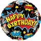 Happy Birthday Foil Balloon- Superhero Black