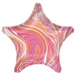 Star Foil Balloon- Marble Pink
