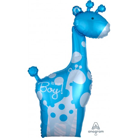It's a boy! Giraffe Foil Balloon- Blue