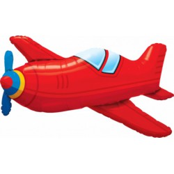 Red Vintage Airplane Foil Balloon
