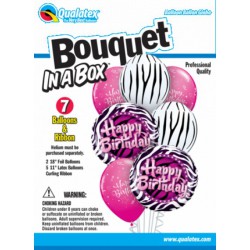 Happy Birthday Pink and Zebra Balloon Bouquet