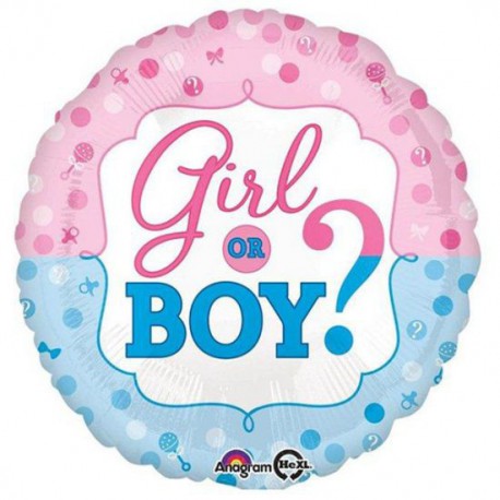 "Girl or Boy" Foil Balloon- Blue and Pink