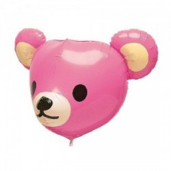 Teddy Bear Face Foil Balloon- Pink