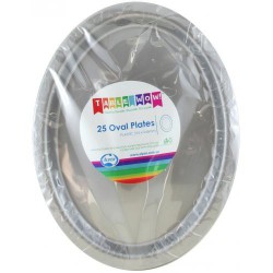 Oval Plates 25 Pce - Silver