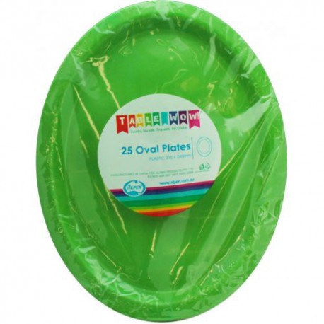 Oval Plates 25 Pce - Lime Green