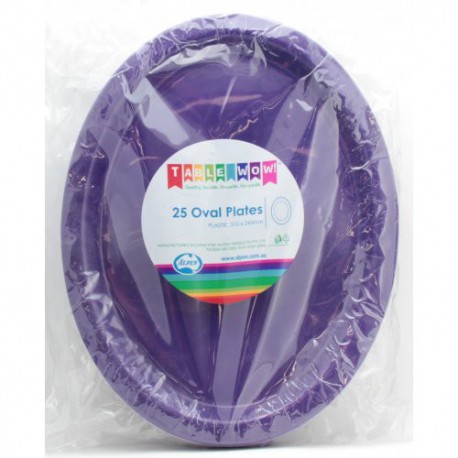 Oval Plates 25 Pce - Purple