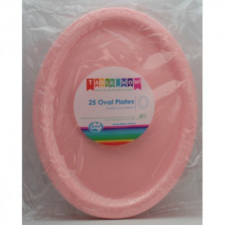 Oval Plates 25 Pce - Pink