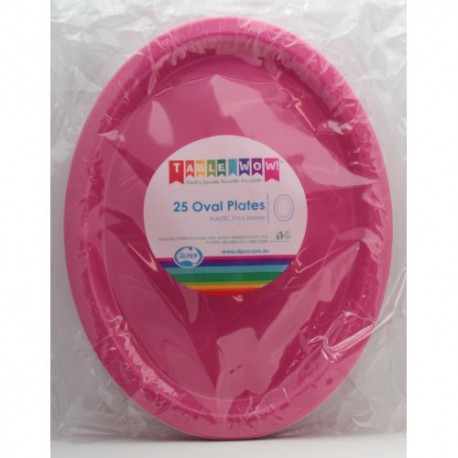 Oval Plates 25 Pce - Hot Pink