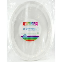 Oval Plates 25 Pce - White