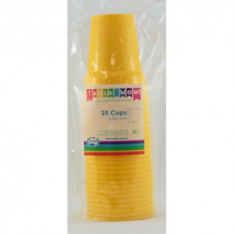 Party Cups 25 Pce, 285ml - Yellow