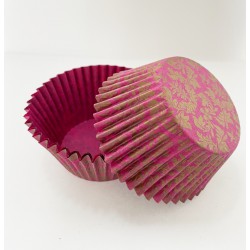 Floral Pattern Cupcake Cases - Pink and Gold