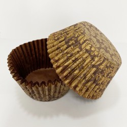 Floral Pattern Cupcake Cases - Brown and Gold