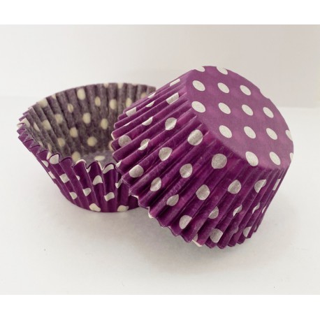 Polka Dot Pattern Cupcake Cases - Purple and White