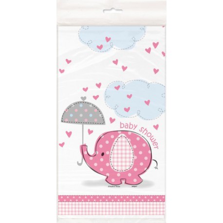 Umbrellaphant Baby Shower Pink Plastic Table cover 