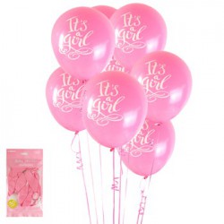 Baby Shower "It's a Girl"  Balloons Pack of 6- Pink