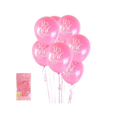Baby Shower "It's a Girl"  Balloons Pack of 6- Pink