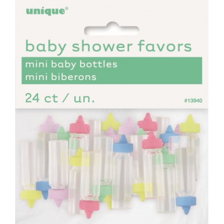 Baby Shower Favours-Mini Baby Bottles 24 pack - Assorted Colours