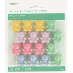 Baby Shower Favours- Teddy Bears 16 Pack- Assorted Colours
