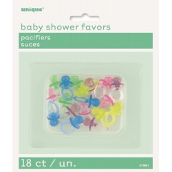 Baby Shower Favours- Baby Pacifiers 18 Pack- Assorted Colours
